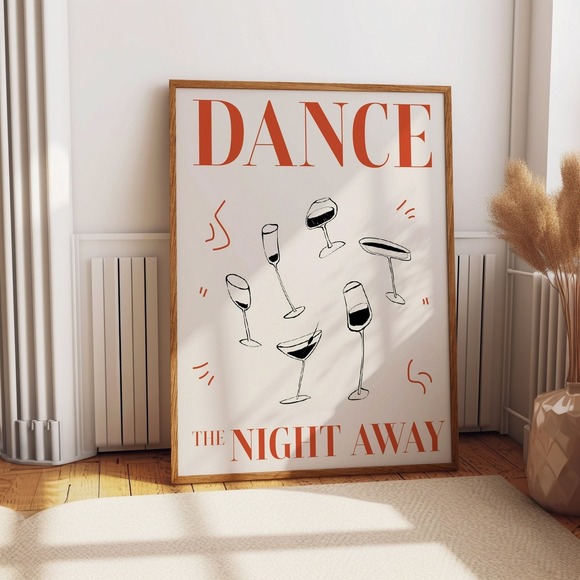 Dance The Night Away Poster - Modern Sleek Home Bar Room Decor - Picture 1 of 4